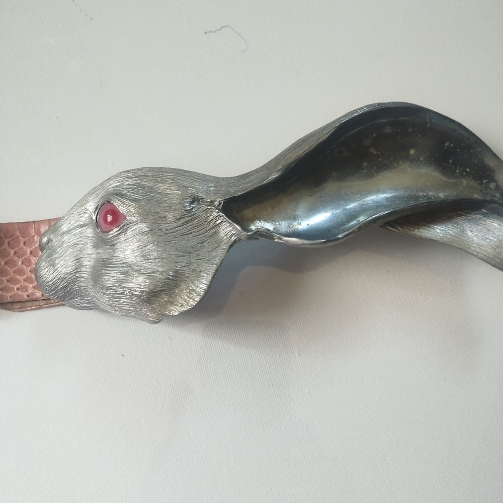 Rare Vintage Christopher Ross Silver Tone Rabbit Belt Buckle